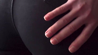 Sexy MILF In Tight Black Jeans Flashing White Thong Whale Tail