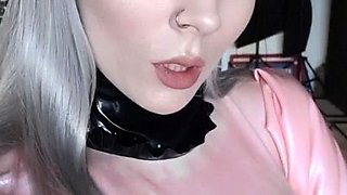 Latex slut solo anal masturbation
