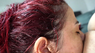 Pumped milk into a tight pussy