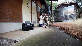 Pretty Asian schoolgirl enjoys a wild fuck session outside