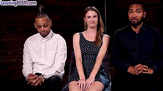 BDSM anal babe 3way fucked and whipped by BBC dom guys