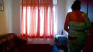 my new Indian maid cleaning my room