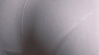 Fit MILF Teases Visible Panty Lines in Tights