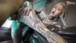Tattooed Girl Takes Big Cock in Room