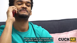 Cuck4k. pregnant blondie with cute natural figure is fucking a stranger in front of her hubby