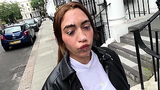 Blowbang session with bukkake ending for cum addicted slut