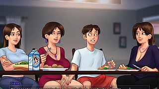 Aunt-in-law at Family Dinner Ends Up Tempting Landlady's Stepson - Summertime Saga