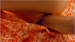 Hidden Sex With Nude Pussy Under Skirt. Close-up. Real Amateur