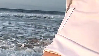 Blonde Amateur with Big Tits Is Walking Without a Bra