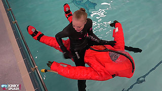 Human Life Raft - Inflated Suit Slave Pool Domination