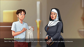 Stepmom takes advantage of grabbing my penis when we're alone - summertime saga