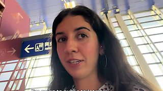 Crazy CUMWALK in Big AIRPORT Full of People Risky Public