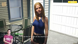 Hot blonde with big boobs in an adult visual novel game walkthrough
