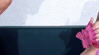 Blindfolded Blowjob and Hard Deepthroat for a Skinny Blonde MILF