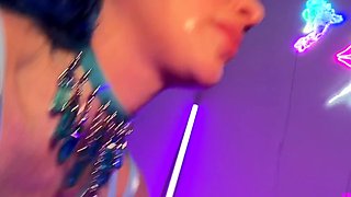 College Rave Girl Dances On The DJs Dick At The After Party