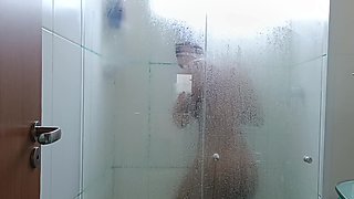 Pummeling and jizzing inwards the brown-haired taking a bathroom