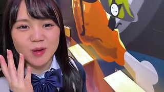 清純派制服美女がおっぱい揉まれてウットリ、電マオナニーしながらフェラ