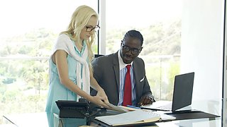 Odette Delacroix is screwed by a bbc in an office setting