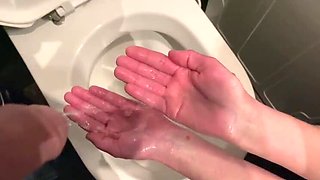 European MILF Gets Kinky: Peeing on Her Hands & Washing With His Cock's Piss