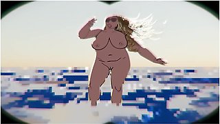 B On The Beach With Car Toon