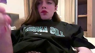Blonde tranny shemale solo masturbation