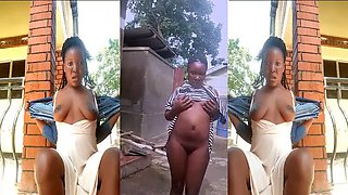 Black Amateur Samantha Johnssons Flashing Her Big Tits and Playing with Dildo