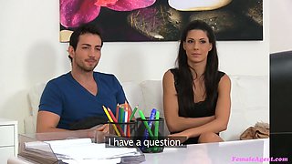 Female agent - a hot threeway with a spanish duo in my office