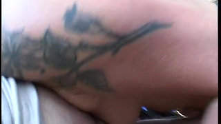 Inked gilf knows how to please big dicks