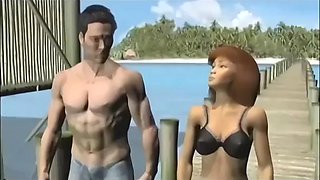 Beachside cartoon babe getting pussy fucked