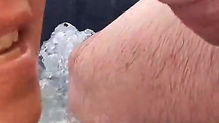 My Wife Sucks Me in the Spa and Swallows All My Cum Without Losing a Drop