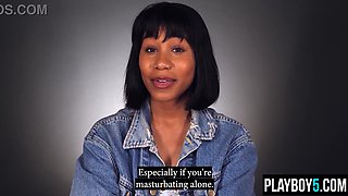 Black COUGAR Jenna Fox solo getting off sesh with an climax