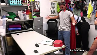 Skinny and supersized big beautiful women blond for suspect in the backoffice