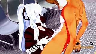 Furry hentai featuring zebra and fox in a wild yiff scene