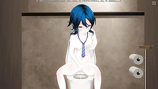 Student Cums in the Toilet with Ahegao