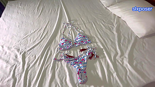Sexy Stepsister in Bikini Ready to Go to a Party with Her Boyfirnd but Stepbrother Wants to Join Her