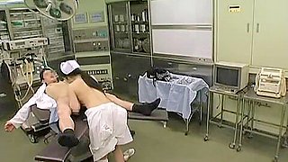 Japanese doctor and his nurse fuck in the medical department