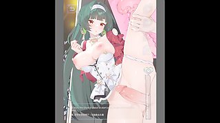 Getting down with busty singer Astra Yao on stage while the crowd watches