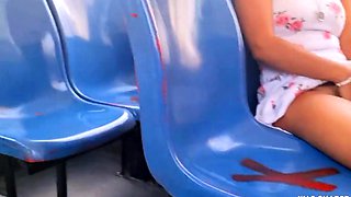 Exhibitionist Latina Babe Flashes on the Bus