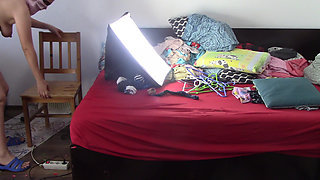 Amateur wife vacuums the house. A sexy stepmom has fun naked with roses.