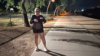 Thick BBW wife strips in public park and role play with hus! BadBlondieMonroe