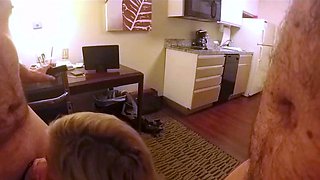 Blonde Escort Expertly Sucks and Fucks Two Studs at Once