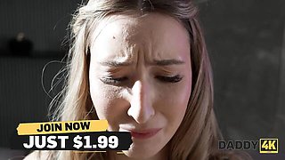 Cheating Blonde Girlfriend Lets Her Boyfriend's Dad Fuck Her From Behind on the Couch