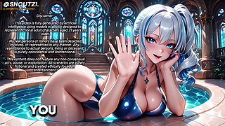 A Water Goddess Begs for Your Cock, Teasing to Deepthroat, Hard Fuck and Massive Facial