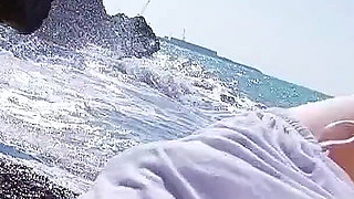 Sexy teen Samantha on the beach fucked by step brother with big cock