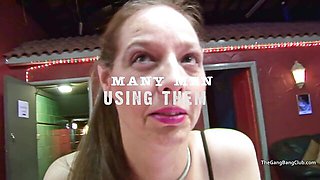 Thrilled bimbo at gangbang smut