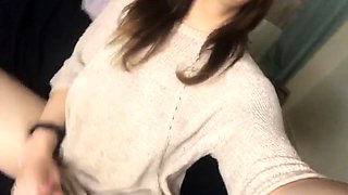Brunette Tranny jerking in hard dick in solo Webcam