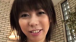 Maho Sawai swallows after a good pussy stimulation