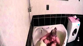 Peeking at stepdaughter Amy shaving in the bath