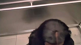 Ebony Sucks A Stranger In The Elevator Then Swallows His Cum On The Stairs