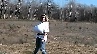 Public amateur blonde with huge boobs paid for toilet sex